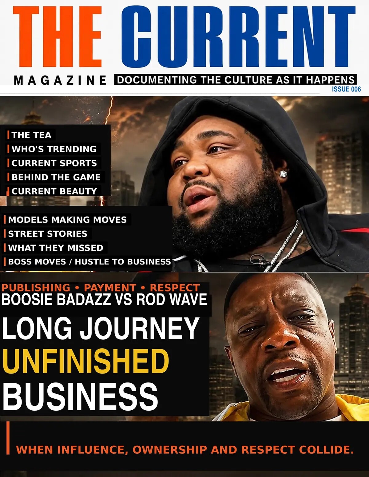 THE CURRENT MAGAZINE Issue 006 cover featuring Boosie BadAzz and Rod Wave